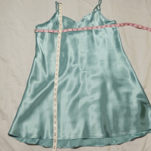 LA Intimates Short Satin Chemise Negligee Slip & Robe Set Womens Med Aqua Blue - Picture 10 of 11