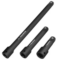 1/2inch Drive Impact Extension Bar Set 3PC 3” 6” 8” Socket Extensions w/Tray USA