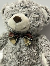 FAO Schwarz Teddy Bear 17  Gray Plaid Bow Tie Soft Plush Stuffed Animal 2017