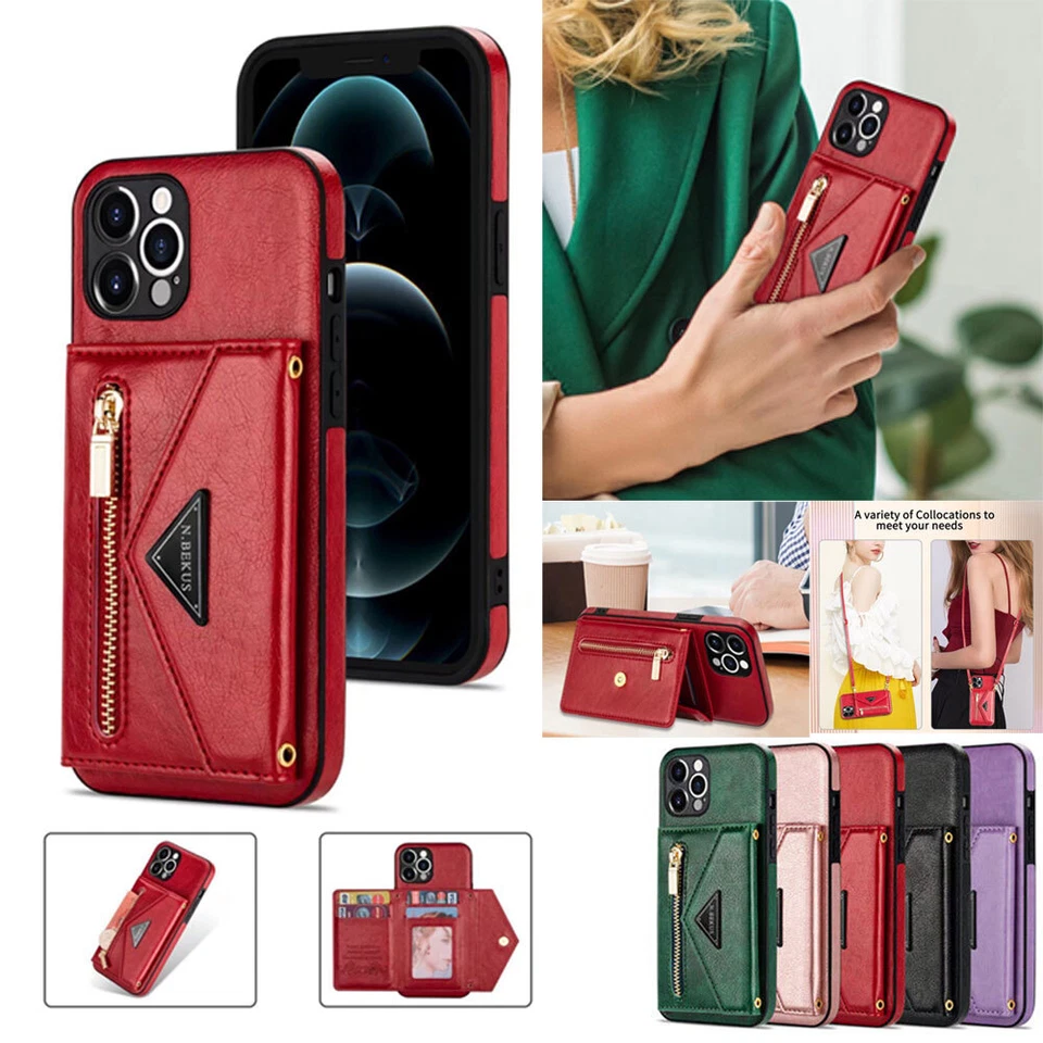 For iPhone 15 14 Pro Max 13 12 11 Pro X XR Leather Card Holder Wallet Case Cover - Image 2 of 4