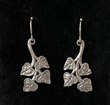 Vintage & RARE! Jeep Collins - Sterling Silver VINE & LEAVES - Dangle earrings