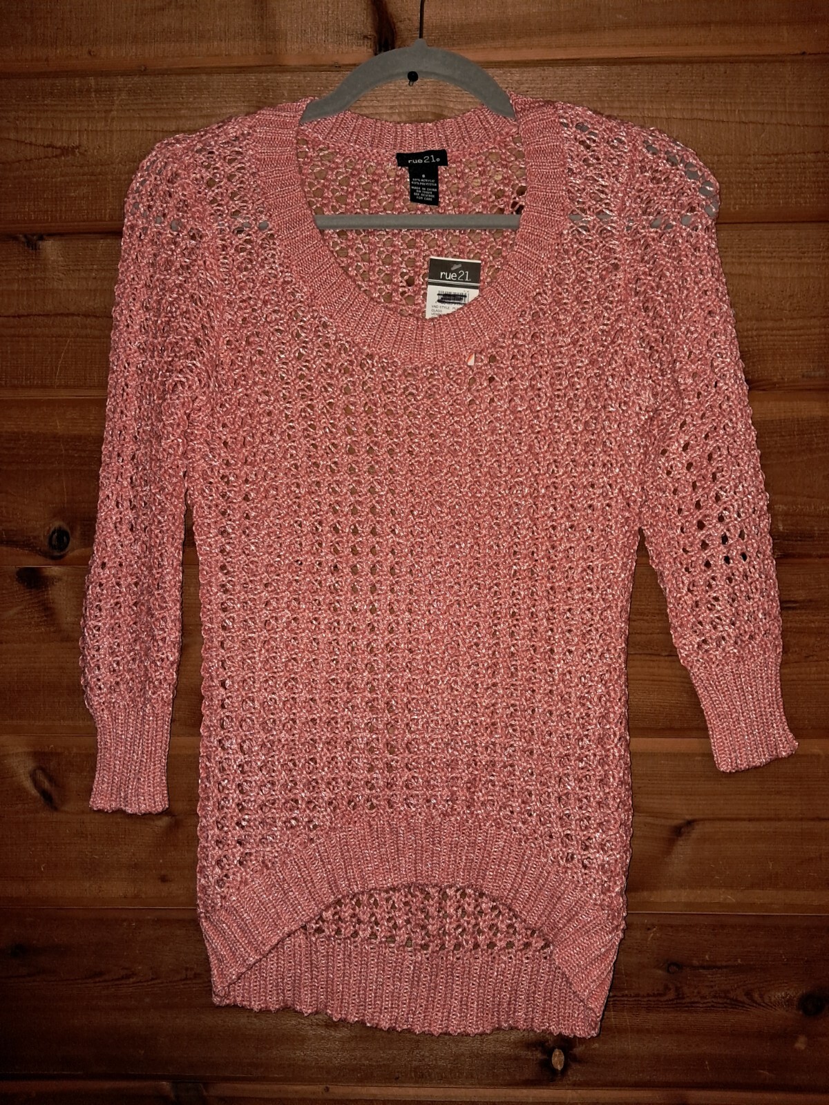 Sweater Pull Over Tunic NWT Size Small Open Weave Coral Rue 21 Was $20+ Sale-image