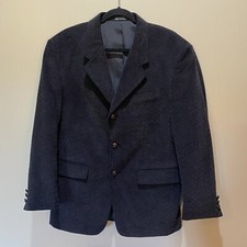 Zagato Blazer Sport Coat Mens 38s Soft Black Chevron Corduroy Ventless 3 Button