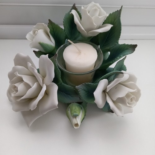 Vintage Porcelain White Rose Votive Franklin Mint Princess of Wales Lady Diana