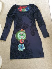 Desigual Womens Midi Dress Size S Long Sleeve Boho Beach Hippie casual excellent