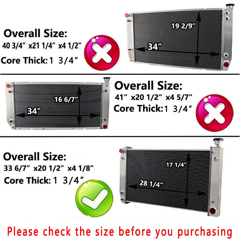 For 1988-2000 Chevy GMC C/K Truck 1500 2500 3500 5.0L 5.7L V8 3 Row Radiator - Image 2 of 4