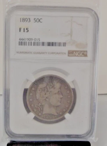 1893 Barber Half Dollar Business Strick NGC F15 0.9 Fineness Silver