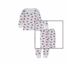 Kissy Kissy Firetruck Rescue Print Pajamas 12-18m Pima Cotton New w/Tag