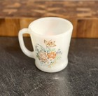3" ANCHOR HOCKING Fire King With Floral Rose Design On Milk Glass Coffee Mug — photo 2