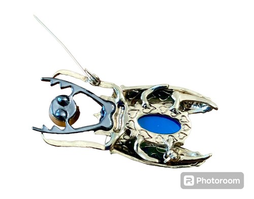 Betsy Johnson Beetle Opal Brooch Pin - Picture 6 of 8
