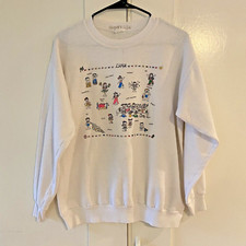 VTG 80s 90s Hawaii Hawaiian Luau Grandma Granny Crewneck Sweatshirt White Travel