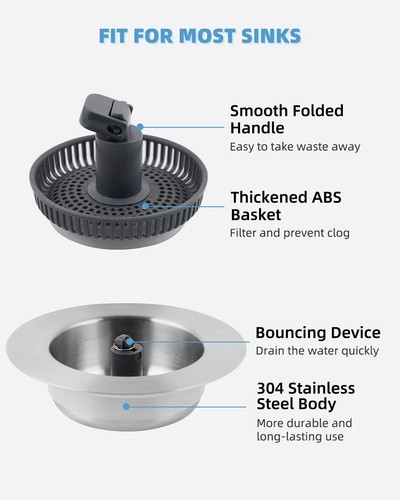 3 in 1 Kitchen Sink Strainer Stopper Combo,Pop Up Drain Basket with Foldable Rod - Picture 31 of 44