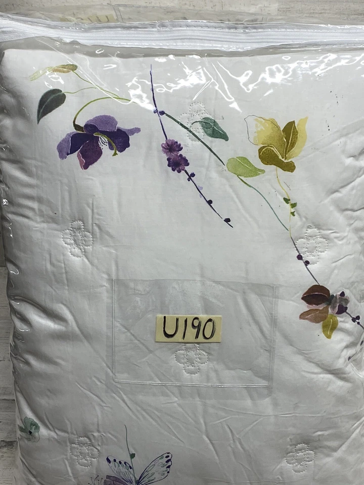 Yves Delorme Saito King Cotton Quilted Coverlet With Floral Design New - Image 4 of 4
