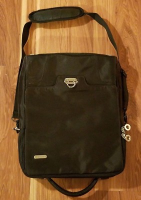 Targus Quality Black Canvas Travel Laptop Bag Briefcase Carry On Case 15''x 12''
