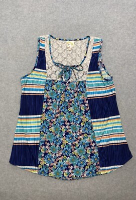 Fig And Flower Women s Floral Maximalist Tank Top Blouse Boho Cottage Size Med
