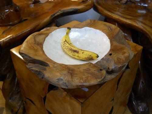 Quality Teak Wooden Fruit Serving Bowl Diam 38 Cm With Shell Home Decor 3 Kg Ebay