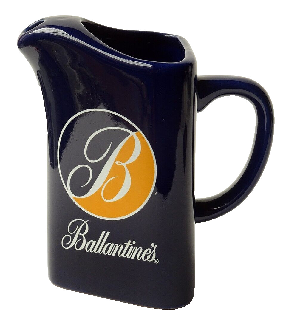 ºººJARRA PUBLICITARIA VINTAGE NOS CERÁMICA ESMALTADA AZUL MARINO BALLANTINESººº