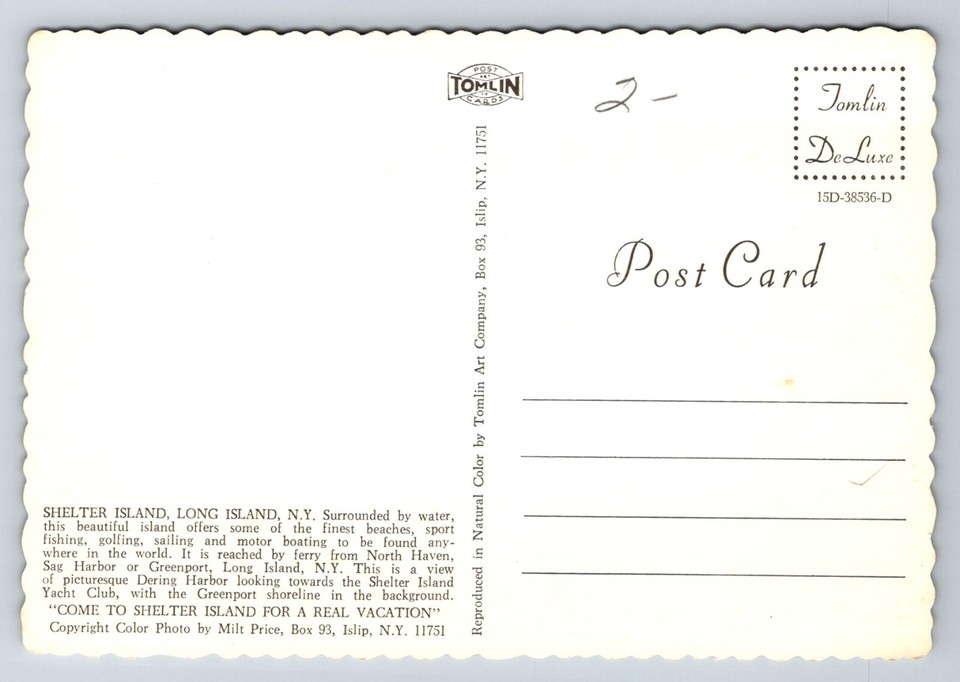 Postcard New York Long Island Shelter Island Dering Harbor 6x4 Chrome