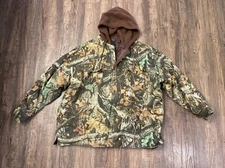 H.S.Strut Advantage Camo Coat w/Hood Mens Size XXL Quilted Lining Button Up VTG