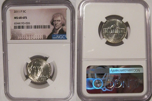 2011 P Jefferson Nickel 5c NGC MS 68 6FS Full Steps  