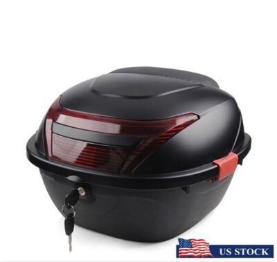 Motorcycle Scooter Rear Box Tail Luggage Storage Carrier Case w/Locks Kit Black