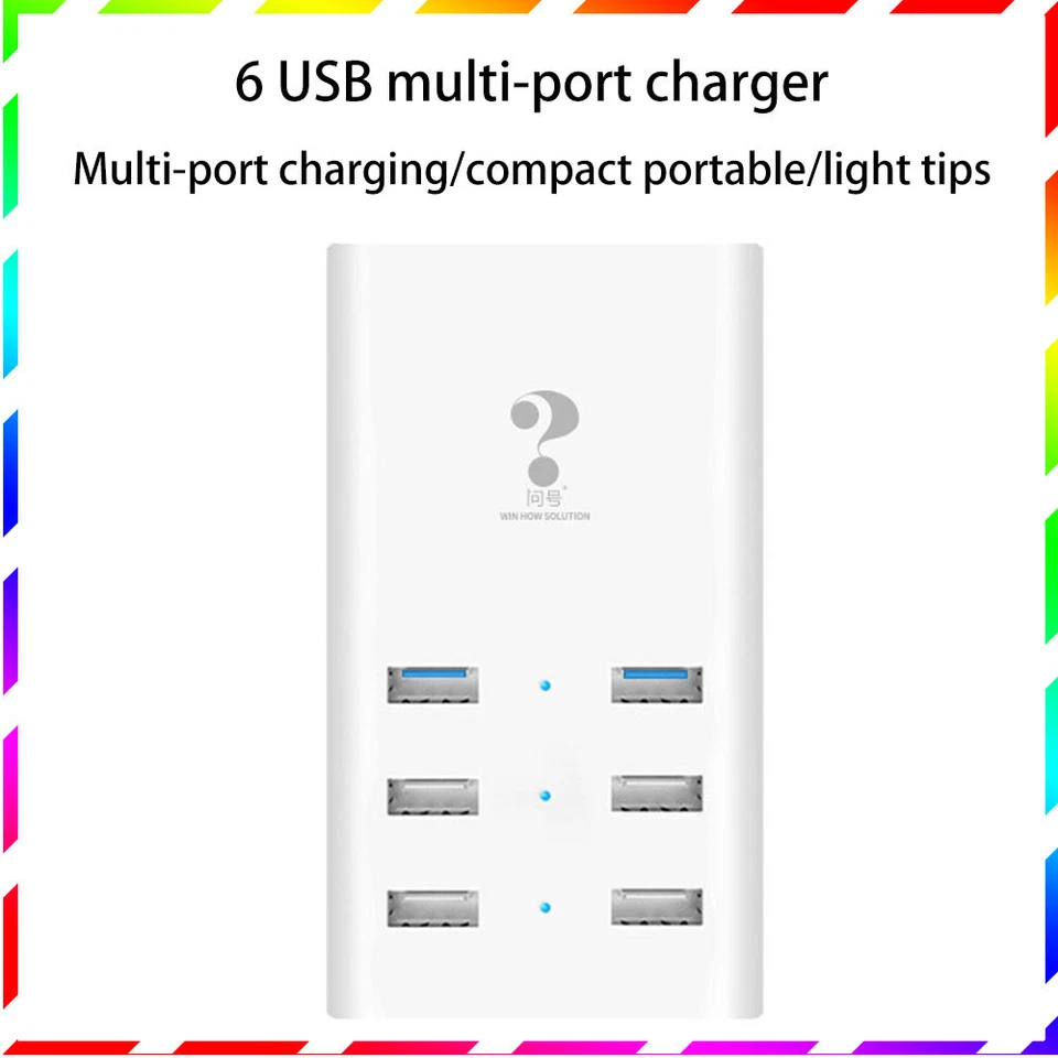 Estación de carga rápida 6USB salida total 5V/7.2A Hub adaptador de carga multipuerto Foto 4 de 4