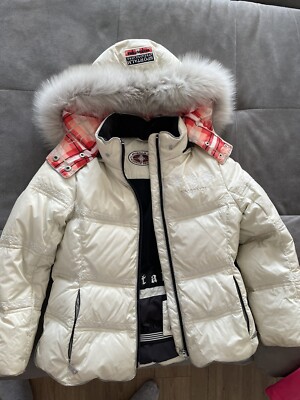 Sportalm Girl Ski Jacket White Real Fur Size 128cm