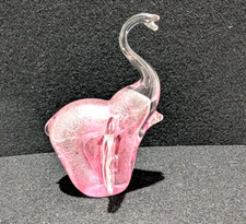 New glass elephant figurine Clear/ Pink