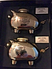 Vintage Harley Davidson 25th and 50th Anniversary Metal HOG Banks