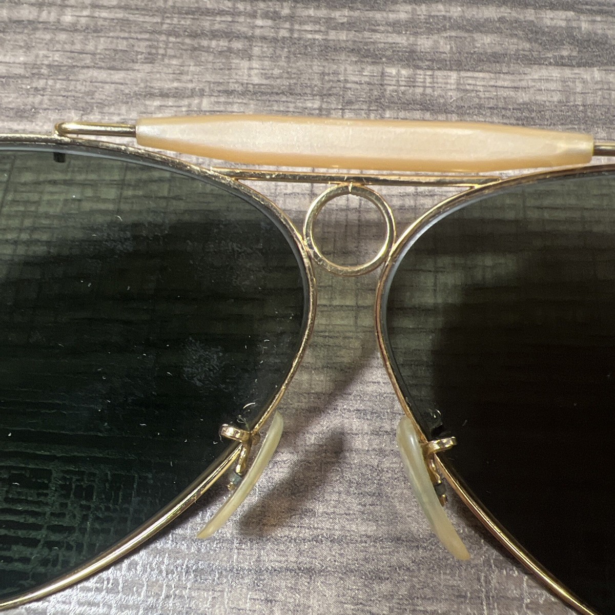 Vintage B&L Ray Ban USA Shooter Wrap-around Gold Sunglasses 70s