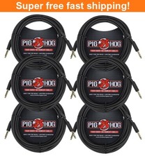 6 Pack Pig Hog PCH20BK Woven Black Vintage Series Instrument Cable, 20 Ft - New