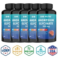 Magnesium Glycinate 500mg High Absorption,Improved Sleep,Stress & Anxiety Relief