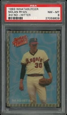 1993 Whataburger Nolan Ryan Baseball Nolan Ryan 3rd No-hitter PSA 8