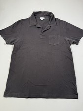 Sunspel Riviera Polo Shirt Mens Medium Charcoal Cotton Pocket Designer Portugal