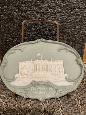 Wedgwood Olive Jasperware Schafer Vater  The White House  Plaque- 5.25   HTF