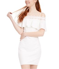 BCX Crochet Trim Off-The-Shoulder Dress Off-White 9