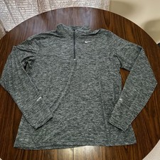 Nike Dri-Fit Running 1/4 Zip Pullover Long Sleeve Shirt Men  s Size Large Green