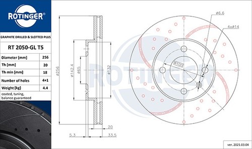 Rotinger Disques De Frein Avant Ventilés Pour VW Passat Variant Jetta II Seat - Bild 2 von 2