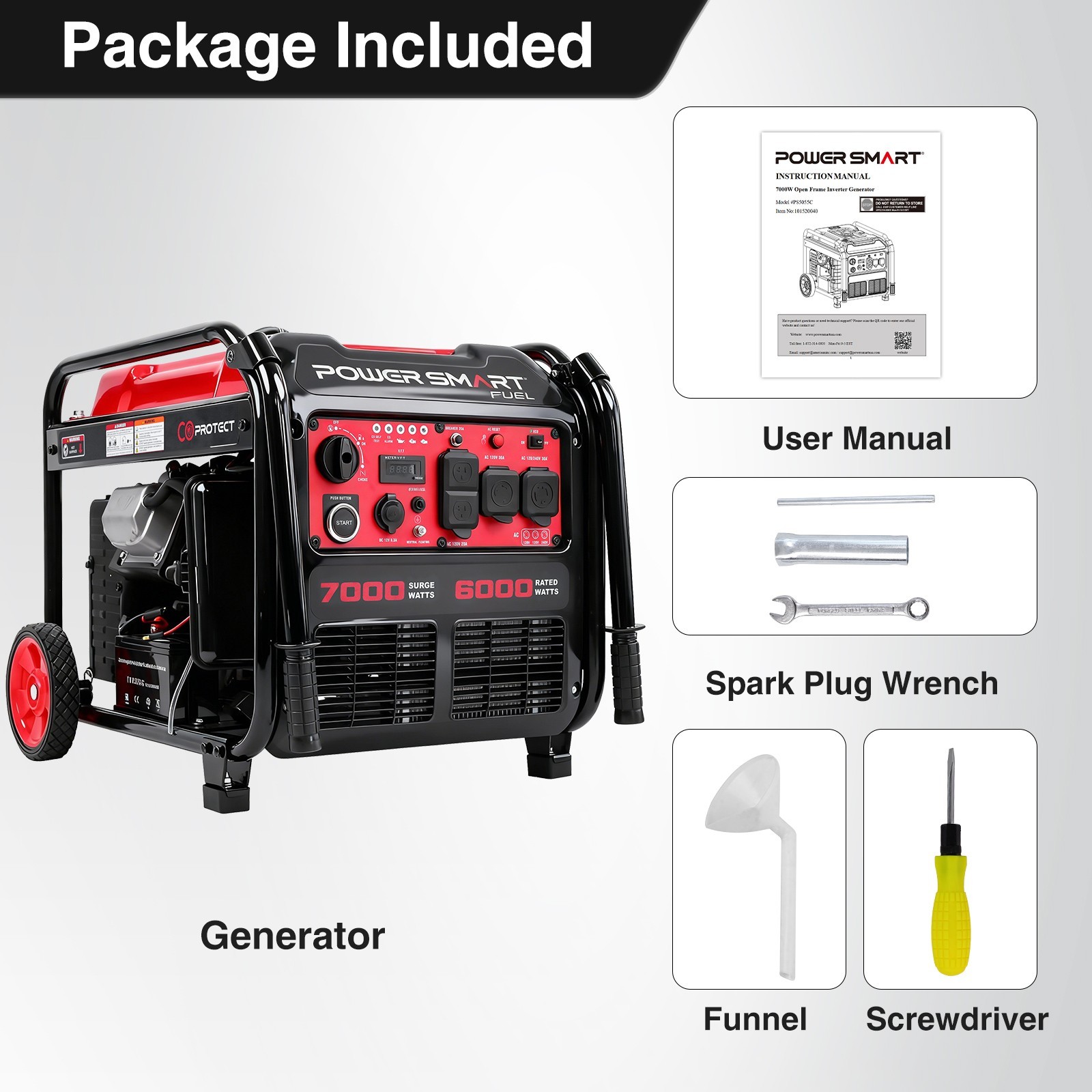 PowerSmart 7000W Gas Inverter Generator, 322cc OHV Engine, 6H Long Runtime, New