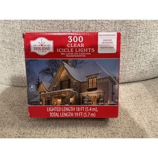 Holiday Time 300 Clear Icicle Lights White Wire Indoor Outdoor Incandescent 18ft