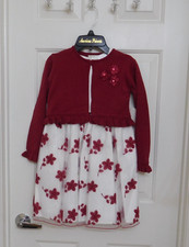 NWT American Princess Ivory Wine Floral Overskirt Dress with Shrug sz 5 6 or 6X