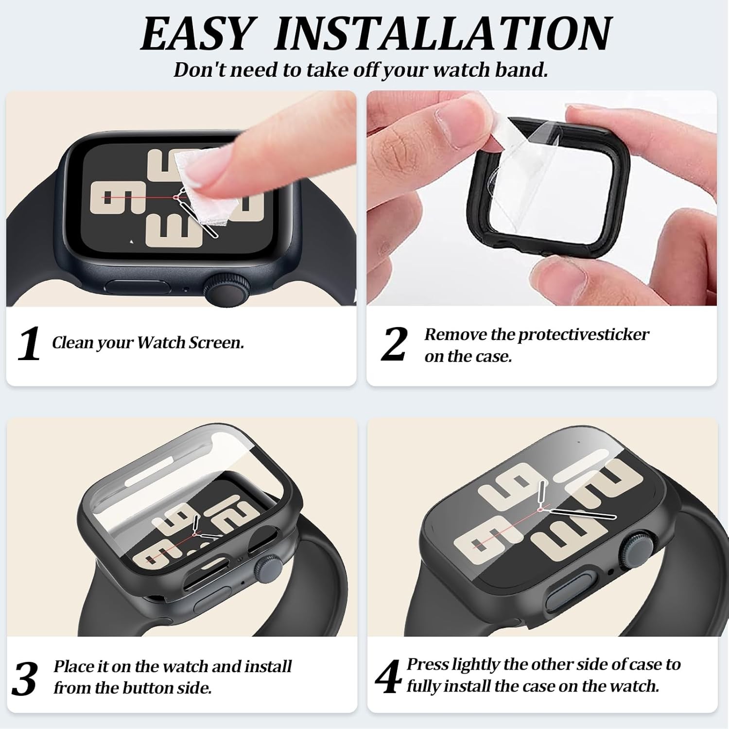 2-Pack Waterproof Case for Apple Watch SE (2nd Gen) Series 44mm, Black/Black 