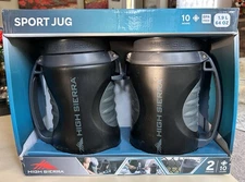 New 2-pk High Sierra Sport Jug / Water Bottle 64oz / 1.9L BPA Free Black / Gray