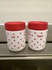 Vintage Cerve Glass Salt & Pepper Shakers Red Polka Dot Retro MCM Italy 3”