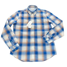 NWT Ben Sherman Men's Sz M Shirt Gradient Check Ultramarine Plaid Button Down