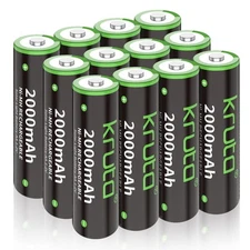 NiMH Rechargeable AA Batteries, 2000mAh 1.2V NiMH High Capacity Double AA Sol...