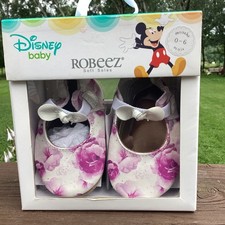 Disney Princess Baby Robeez Floral Mary Jane Shoes 100% Leather 0-6 M New