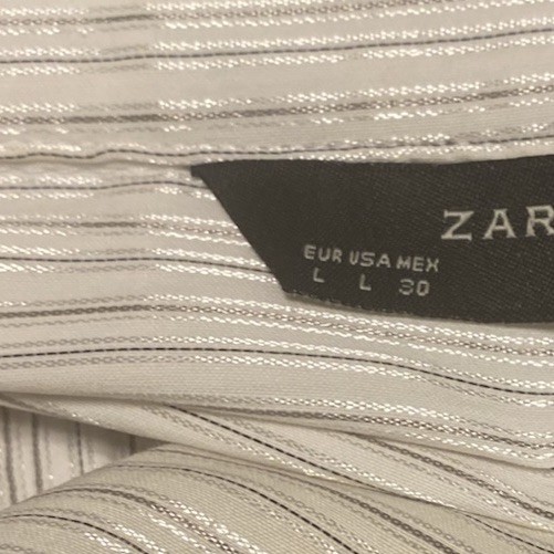 ZARA BASIC Metallic Pinstripe V-Neck White Tunic … - image 11