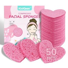 50-Count Compressed Cellulose Heart Shape Facial Sponges  Natural Cosmetic Spa