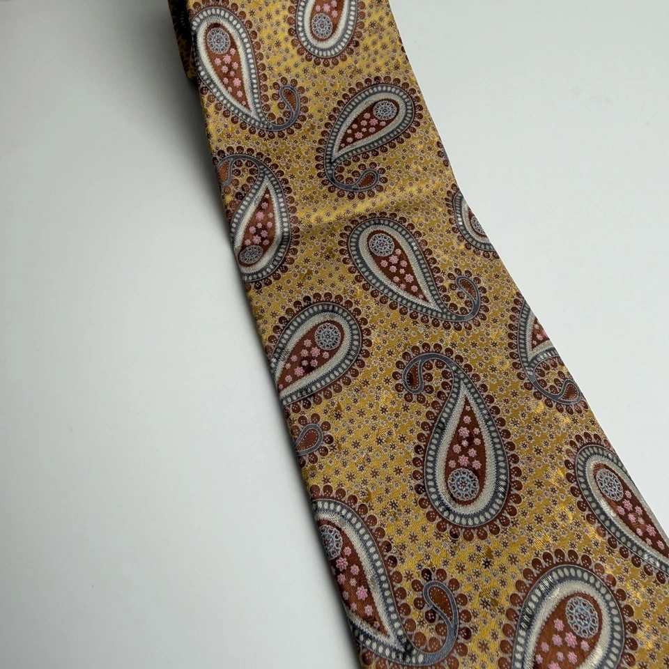 Corbata Ermenegildo Zegna Amarilla Seda Paisley Hecha en Italia Foto 2 de 4